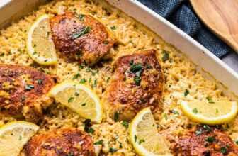 Lemon Garlic Parmesan Baked Chicken and Rice